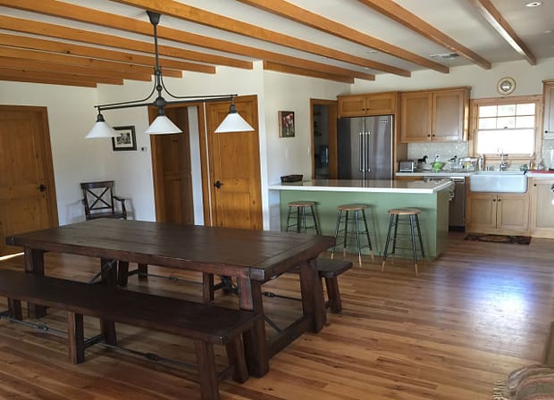 view after renovation to dining and kitchen area
